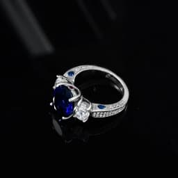 Wong Rain 100% 925 Sterling Silver Oval 5CT Sapphire High Carbon Diamond Gemstone Wedding Engagement Fine Jewelry Ring For Women