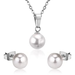 Simple серьги Cubic Zirconia Pendant Necklace Earrings Set Korean Style Stainless Steel Jewelry Set for Women Wedding Wholesale