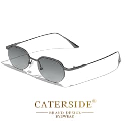 Caterside New Retro Small Frame Sunglasses Men's Polygonal Lenses Sun Glasses Women Business Travel Party Eyewear Summer Style