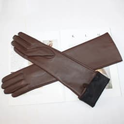 New women's long sheepskin gloves Classic solid color at elbow Versatile windproof warm fleece driving leather gloves