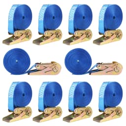 Ratchet Straps Heavy Duty 10 Pack -6M x25mm - 800 kg, 0.8 t Break Strength w/ Safety Lock - Cargo Straps for Moving, Appliances