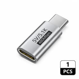 5.1K Resistor USB C Male to Female Adapter 5V Type C Charging Converter for Shaver Trimmer Headphone Fan Electric Screwdriver