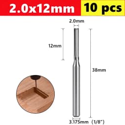 10pcs Carbide End Mill  3.175mm （1/8）Shank 2 Flute Straight Slot Milling Cutter MDF Plastic Wood Cutter CNC Machine Router Bit