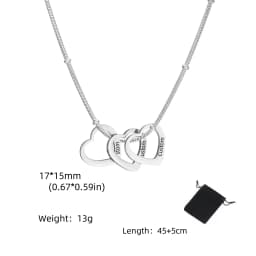Customized Name Date Love Necklace Stainless Steel Personalized Carving Name 1-4 Heart Shaped Love Necklace Couple Family Gift