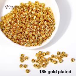 5 Sizes Round Spacer Beads 18K Gold Plated Brass Metal Beads Cut Pattern Separators Beads For DIY Handmade Jewelry Accessories