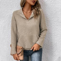 Casual Long Sleeve Hoodie Regular Fit Simple Style with Pocket Stand Collar Thin Regular Length Pullover Colorblock Women Hoodie