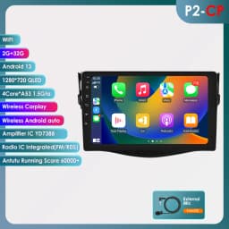 Hizpo 8+128GB Android 13 For Toyota RAV4 2006-2012 Car Radio Multimedia Player AI Voice Control Navigation GPS Wireless Carplay