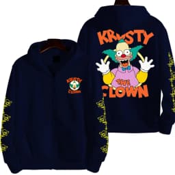 The Simpsons Krusty the Clown Men's Anime Zipper Hoodie Outdoor New Women's Sportswear Autumn/Winter Fashion Couple Cartoon Top
