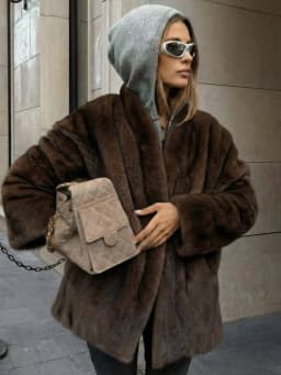 Winter Luxury High Quality Elegant Stand Collar Casual Fluffy Mink Fur Jacket Women High Quality Thick Warm Faux Mink Fur Coat