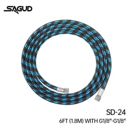 Airbrush Hose 1.8m 1/8” Thread Nylon Braided Air Hose and a Fitting Adapter 1/8” Male - 1/4” Female for Most Airbrush Accessorie