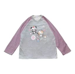 Grey Pink Striped Panda Print Long Sleeve Shirts Y2k Cartoon Japanese Harajuku Kawaii Loose Hoodie Women Spring New Tees