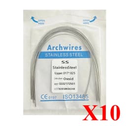 10pack AG Dental Arch Wires Orthodontic Super Elastic NITI Round Rectangle Archwire Lower/Upper 012/014/016/018/020/16x16/16x22
