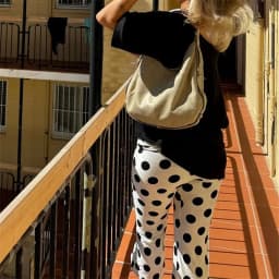 Coquette Fold Over Low Rise Slim Fit Capri Trousers Polka Dot Print Pants Women Vintage Aesthetic Lounge Pants Y2k Women Outfits