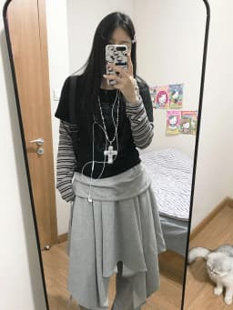 ReddaChic Wrappd Gray Sweatpants Lounge Elastic Waist Wide Leg Irregular Skirt Layering Trousers Grunge Korean Women Clothes