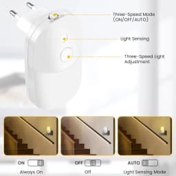 Plug in Night Light, Warm White LED Nightlights with Smart Dusk to Dawn Sensor for Kids, Nursery, Ideal for Bedroom, Bathroom