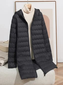Schinteon Women's Lightweight 90% White Duck down Long Jacket with Hood Casual Autumn Winter High Qaulity Outwear Coat 2026 New