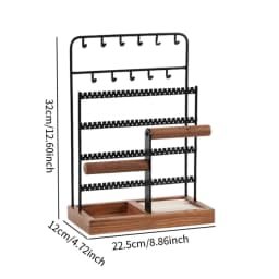 Necklace And Earring Storage Tree with Wooden Base for Jewelry Organization