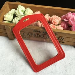 PU Leather ID Badge Case Clear and Color Border Lanyard Holes Bank Credit Card Holders ID Badge Holders Accessories DropShipping