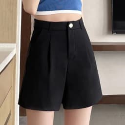 Summer Black Suit Shorts for Women Solid All-Match Casual Button Zipper A-Line Shorts Fashion Office Lady Commute Short Pants