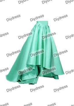Women's High Low Elegant Prom Party Skirt A-Line Pleated Front Short Back Long Satin Skirt With Pockets For Evening Gown