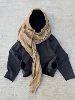 2026 New Personalized Niche Ins Style Scarf Splicing Hooded Sweater Unisex Street Fashion Retro Old Sweater