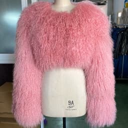 YOLOAgain Plus Size 8XL Women's Real Mongolia Sheep Fur Jacket Cropped Jacket Streetwear