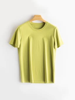 SuyaDream Women Solid T Shirts, Silk Cotton Blend, O Neck, Short Sleeved Solid Tee, 2025 Summer Candy Colors Basic Cozy Top Gree