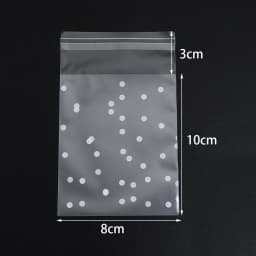 100pcs Plastic Transparent Cellophane Bags White Polka Dot Self Adhesive Packing Bags For Wedding Party Candy Jewelry Gifts Bags