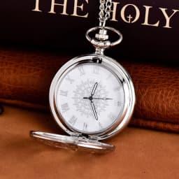 Creative Silvery Engraved Hollow Quartz Pocket Watch with Arabic Numerals Vintage Pendant Necklace for Birthday Gift Chain
