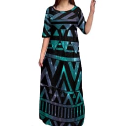 High Quality Custom Tie Dye Polynesian Tribal Design Dresses Women Lady Elegant Multi Tiered Dress Women Clothing 8XL