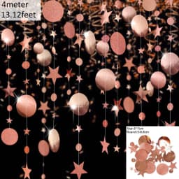 Iridescent Number 16 Paper Star Dot Garland Hanging Bunting for Sweet Rose Gold 16th Happy 16st Birthday Anniversary Party Decor