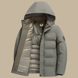 2026 Men Middle Aged Casual Jacket Hooded Thickened Padded Winter Warm Dad Business Coat Outerwear Jacket