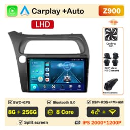 Car Radio Screen For Honda Civic Hatchback 2006-2011 Carplay Android Auto Player Multimedia 4G WIFI GPS Navigation 2Din Stereo