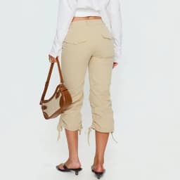 Women American Retro Capri Pants Vintage Drawstring Cuff Pants Solid Color Slim Fit Cropped Trousers Teen Girl Y2k Streetwear