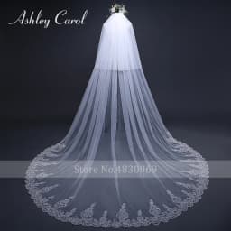 Ashley Carol Customized Wedding Veils With Comb Lace custom made length Cathedral Wedding Veil Wedding Accessories