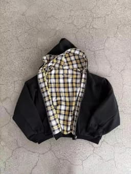 Splicing Double-Sided Printed Cardigan Hoodie Men's Spring Autumn Trend American Retro Loose Hooded Jacket