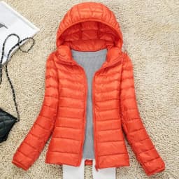 Women's Ultralight Thin down Jacket Quilted Coat Hooded Lightweight Silk Fiber Fill Fall Fashion Ladies' Premium Clothing