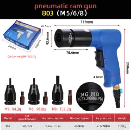 HIFESON Pneumatic Rivet Gun Nuts Riveter Air Rivet Nut Tool Automatic Insert Nut Gun M3 M4 M5 M6 M8 M10 M12 Screws Installation