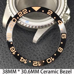 Sloping 38mm * 30.6mm Ceramic/Aluminum Bezel GMT and Diving Watch Insert Fits for 40mm Men's Watch Case Bezel Replacement Insert