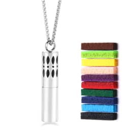 Cylindrical Aromatherapy Essential Oil Diffuser Necklace Storage Bottle Stainless Steel Pendant Fashion Perfume Lockets Jewelry