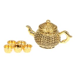 1:12 Doll House Miniature Metal Tea Set/Wine Set Model Doll House Furniture Miniature Dining Ware Toy Teapot Cup Plate