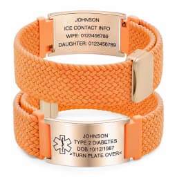 Personalized Medical Alert Bracelet Elastic Nylon Custom Engraved Tag Medical ID Bracelet Adjustable Keepsake Gift for Health