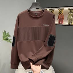 Plus Size Men Autumn Sweatshirt Embroidered Lettering Spliced Design Trendy Patchwork Color Block Crew Neck Casual Top170kg 10XL