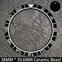 Sloping 38mm * 30.6mm Ceramic/Aluminum Blue Luminous Bezel GMT and Diving Watch Insert Fit for 40mm Watch Case Replacement Watch