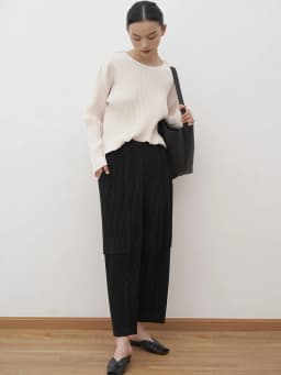 Miyake Pleated Cargo Pants New Women's Pocket Style Pleated Casual Pants Wide Leg Ankle-Length Pants