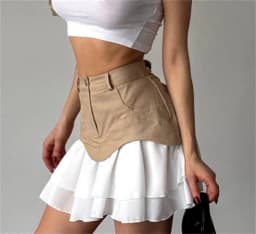 Chic Ruffles Women's Midi Skirt High Waisted Pleated Splice A Line Skirts 2026 Fashion Spring Summer New In Clothing Lady Street