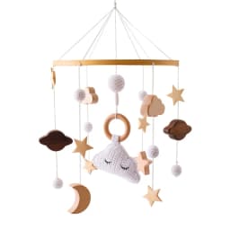 DIY Baby Crib Bed Bell Holder Arm Toy Imitation Wood Grain Infant Bed Decoration Toys Rotating Music Box Nut Screw Arm Bracket