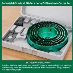 GREENERY 19-127mm Hole Saw Cutting Kit Set for Wood Drywall Particle Board Drilling Woodworking Tools with Storage Case