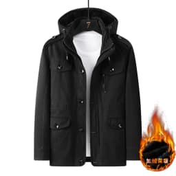 Outerwear Mens Winter Trend Parkas Middle Aged Pure Cotton Casual Brand Jacket Casual Loose Hooded Versatile Mens Clothing