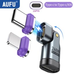 AUFU 240W Magnetic Type C to Lightning Adapter 16Pin USB-C to Type-C Fast Charge USB C Female Converter for iPhon Xiaomi Macbook